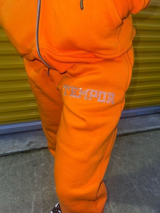 Orange Rhinestone Sweats