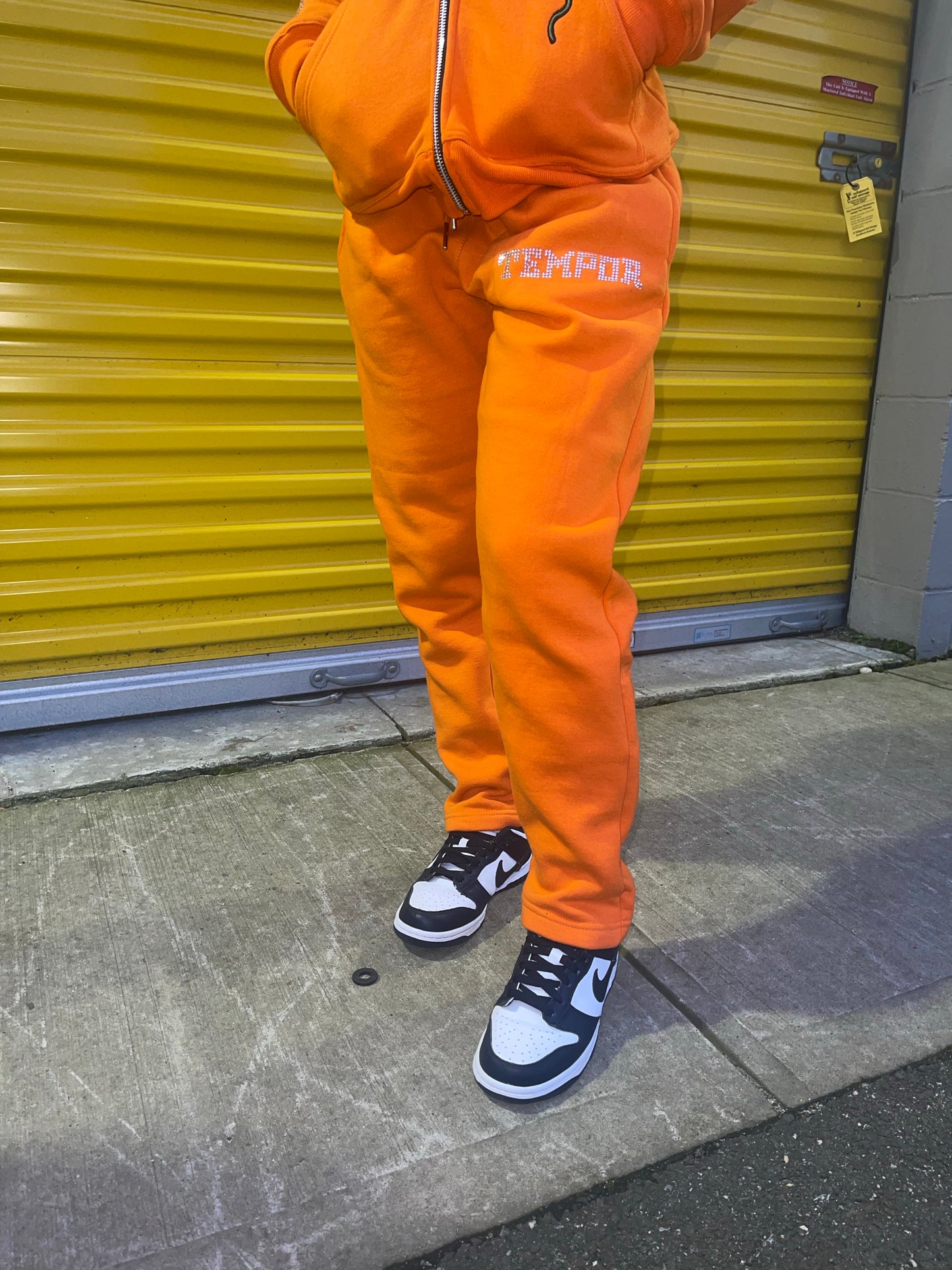 Orange Rhinestone Sweats